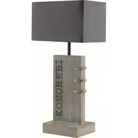 Onli Komorebi Lampada da Tavolo in Legno con Paralume E14, Grigio, 22 x 16 X h 48, legnostoffa