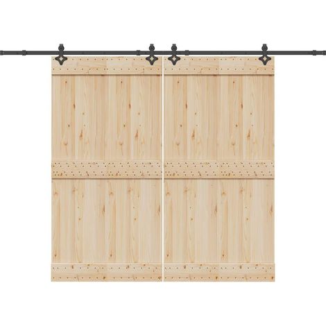 vidaXL Schiebetürbeschlag-Set 305 cm Stahl Schwarz (1/5)