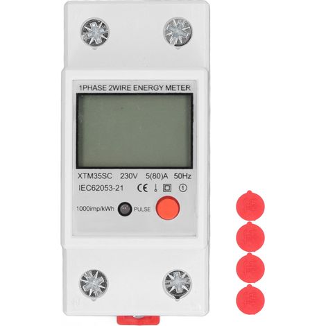 Weißes 2-Pin-LCD-Messgerät, Gleichspannungs- und Strommonitor (230 V), Einphasen-Leistungsmesser (1/5)