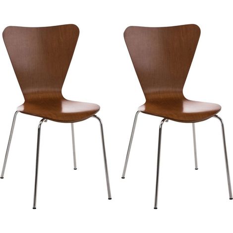 Conjunto de 2 sillas office de salón en madera marrón y metal CDS10013