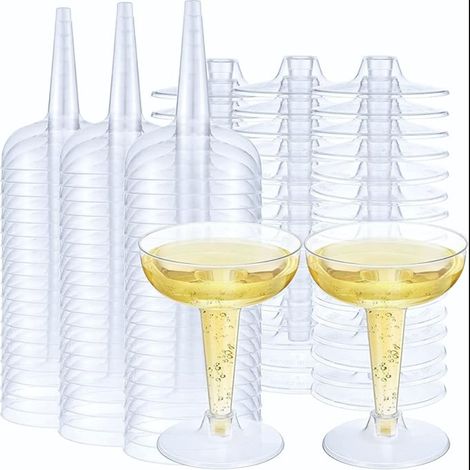 Plastic Cups Clear Wine Tasting Glasses Reusable Cocktail Cups for Whisky Champagne Beer Dessert Pudding Mousse 11 x 8.2 cm (1/5)
