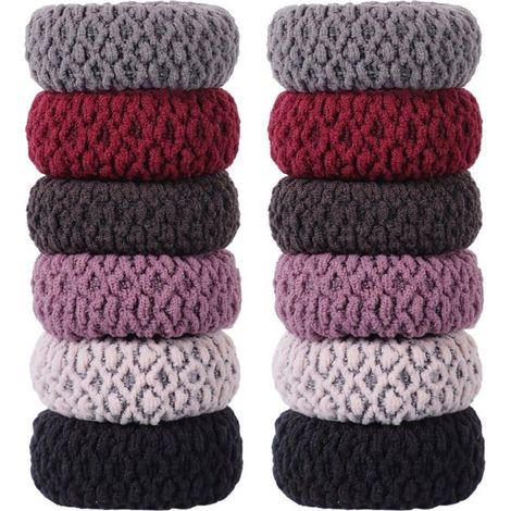 Lot de 12 élastiques à cheveux pour femmes, cordelette épaisse, convient aux filles et aux femmes (colorés)