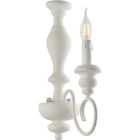 Cascina Applique en bois et fer laqué blanc shabby 1 lumière .13 P.21 BL265-AP1-BCO (1/2)