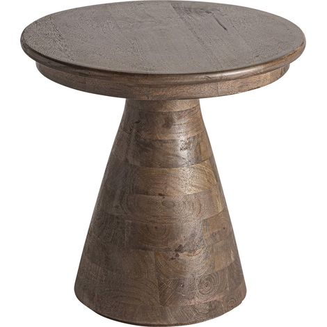 Table basse ronde en bois de manguier style contemporain - Brun bois de manguier naturel (1/5)