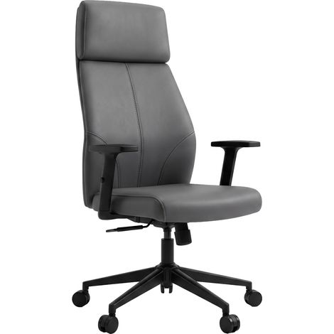 Sylicon - Silla de oficina ergonómica de 50x130x70 cm. Cómoda silla ejecutiva con ruedas giratorias en piel sintética gris. (1/5)
