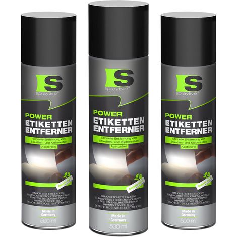 Spraytive 3x 500ml Power Etikettenentferner – Acetonfrei, Klebereste-Entferner & Etikettenlöser, Reiniger für Aufkleber & Markierungsfarben (1/5)