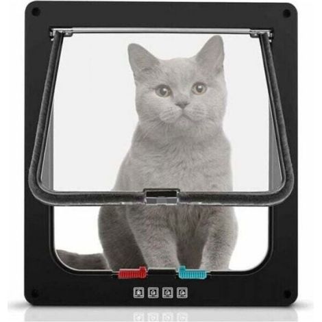 Porte Pour Animaux - Magnétique - 4 Modes De Verrouillage - Pour Chats Et Petits Chiens - Taille L - Noir (1/4)