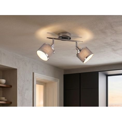 Deckenstrahler AROSA 2-flammig mit Stoffschirmen Grau, Breite 52cm (1/5)