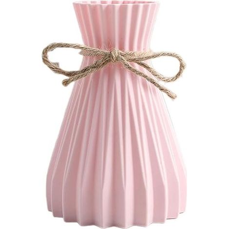 Vase en plastique rose, 12 x 17 cm – vase origami – parfait pour les fleurs séchées et la décoration moderne. (1/5)