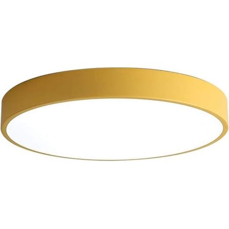 Einfache farbige LED-Deckenleuchte, kreativer moderner nordischer Stil, 3 Farbtemperaturen, für Schlaf- und Wohnzimmer (gelb, 30 cm). (1/5)