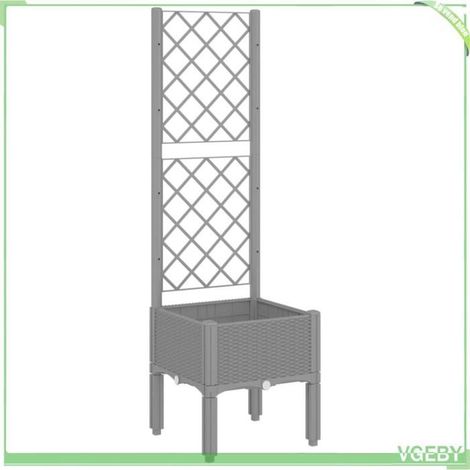 Jardinière avec treillis - FAFEICY - 367918 - PP 40 x 40 x 142 cm - Noir - Aspect rotin, treillis intégré (1/5)