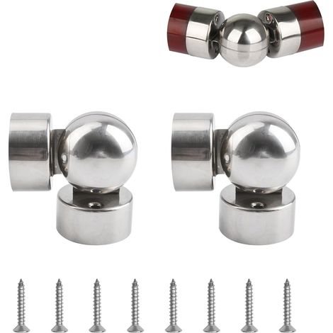 Lot de 2 connecteurs de tuyau de main courante, 50 mm de diamètre intérieur en acier inoxydable 201, connecteur universel de main courante réglable, connecteur coudé pour rampe d'escalier (1/5)