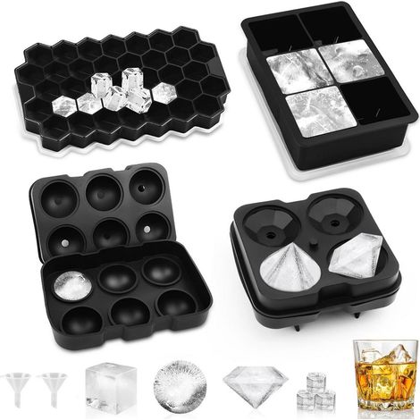 Eiswürfelformen Set mit Deckel, Silikon, für Cocktails & Whisky (1/5)