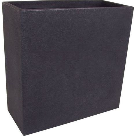 Spetebo – Jardinière carrée en plastique anthracite 60x60x26 cm – Aspect pierre – Résistante aux intempéries – Pour intérieur et extérieur