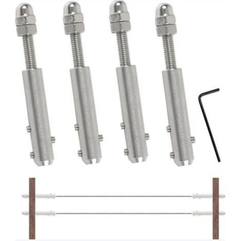 Tendicavo in acciaio inox a 4 pezzi per cavo in acciaio inox da 4 mm, terminale a vite per filo metallico da 4 mm - Crezuo