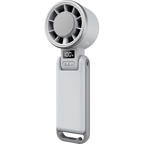 Mini 3-In-1 Tragbarer Ventilator Mit Kühlung, Turbo, Wiederaufladbar, 5 Geschwindigkeiten, Tisch- Und Halsventilator, Leise, Weiß (1/5)