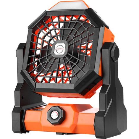 Campingventilator，wiederaufladbarer Akku (10400 mAh)，USB-Ventilator mit LED-Licht und Haken，einstellbare Geschwindigkeiten (1/2)
