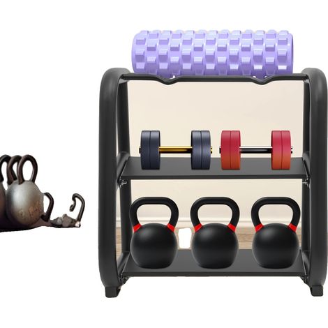 Support de rangement pour kettlebell, design durable, caractéristiques gain de place, noir (1/5)