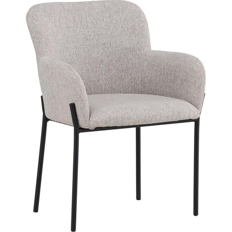 Chaise en Tissu Effet Lin "Vätö" 81cm Beige & Noir (1/5)