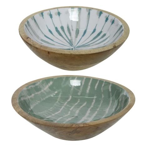 CIOTOLA DECORATIVA IN LEGNO D.25XH7CM BIANCO / AZZ