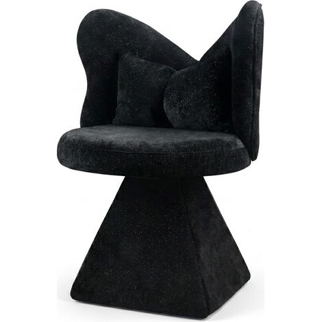 Chaise Drehstuhl Esszimmerstuhl Ohne Armlehnen Aus Chenille Schwarz 52 x 52 x 46 cm (1/5)