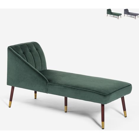 Dormeuse vintage chaise longue sinistra classica in velluto Agos - Verde