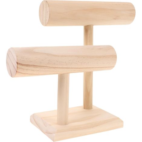 Présentoir à Bijoux Beige en Matériau Synthétique, Support à Colliers 2 Niveaux pour Organisation Professionnelle, pour Vitrines et Salons Commerciaux (1/5)