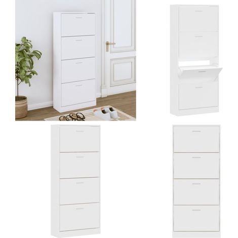 Schuhschrank Weiß 63x24x147 cm Holzwerkstoff - Schuhschrank - Schrank - Garderobe - Holzwerkstoffmöbel - Weiße Möbel - Home & Living (1/5)