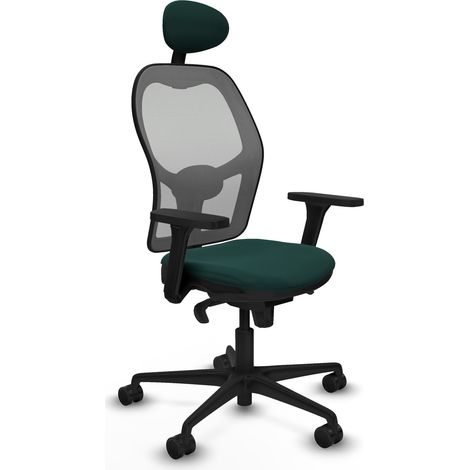 Jorquera sincro malla gris similpiel verde botella brazos 3D base nailon cabecero fijo ruedas 65mm nailon (1/5)