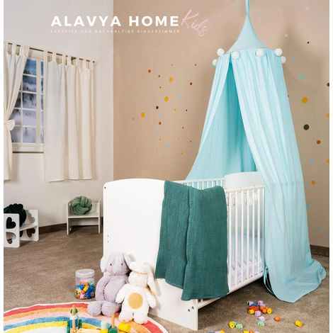 Alavya Home Baldachin Betthimmel 250x50 cm Bio-Musselin Baumwolle - Blau (1/3)