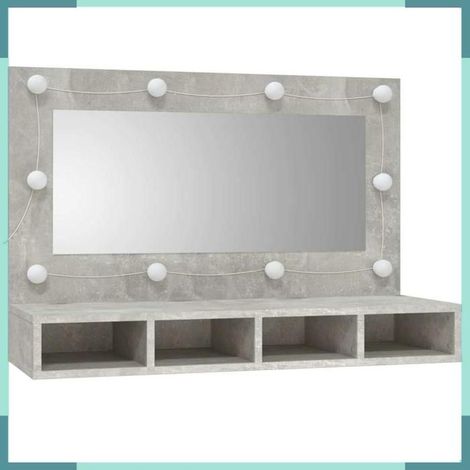 Armoire à miroir - 808895 - Gris béton - Avec LED - 90 x 31,5 x 62 cm (1/5)