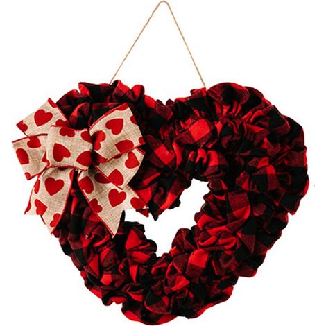 Guirlande De Porte - Coeurs Avec Initiale - Décoration Extérieure Pour Accueil - Idéale Pour Saint-Valentin Et Fêtes - 30 Cm (1/5)