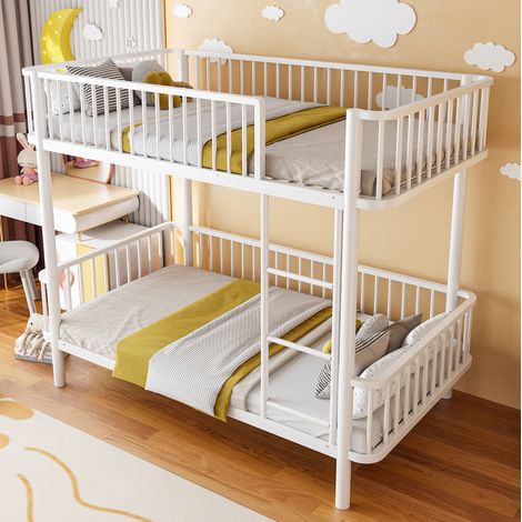 Kinder-Etagenbett 90 x 200 cm Metall Weiß mit Rausfallschutz, ohne Matratze – MEUBLIV (1/5)