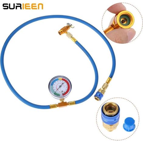 Tuyau de Recharge réfrigérant A/C R134A avec jauge et Port de climatisation pour Robinet et Valve Adaptateur R134A à Basse Pression et Adaptateur de Conversion R12 vers R134a (1/5)