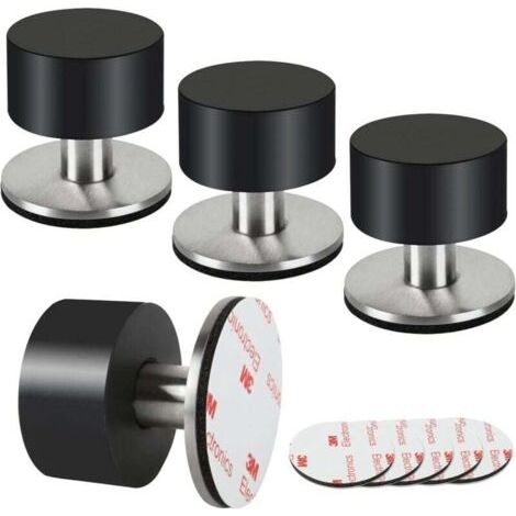 Lot de 4 butées de porte en caoutchouc, butées de porte auto-adhésives 3M pour plinthes, butées de porte fixées au mur pour atténuer le son à la maison, au bureau, sur la terrasse (1/5)