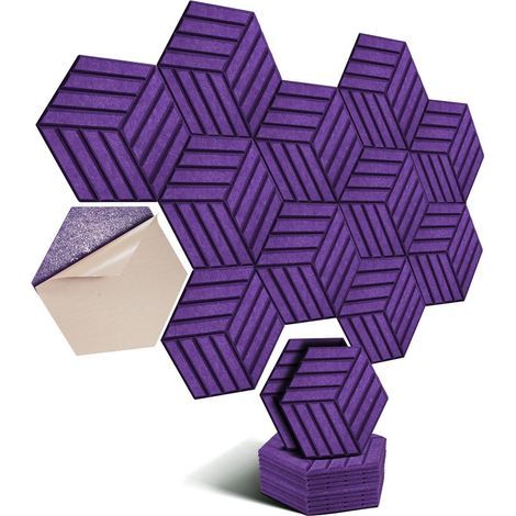 Set mit 12 Akustikpaneelen, sechseckig, selbstklebend, für Wand/Decke (1/5)