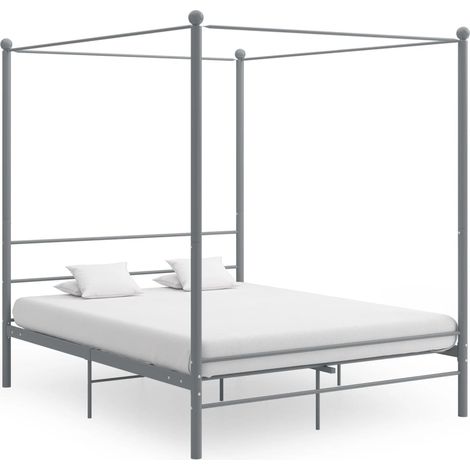 Himmelbett Grau Metall 160x200 cm
