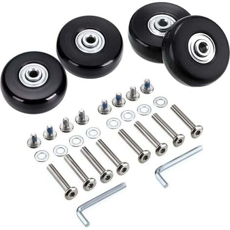 Lot de 4 roues de rechange pour valise, mesurant 50x18mm, en caoutchouc, couleur noire, rotation à 360°.-AquaForge (1/4)