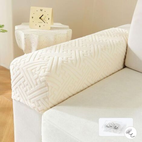 Dehnbarer Sessel- und Sofabezug, 2er-Set, rutschfester Schutz für Sofaarmlehnen (Beige) (1/4)