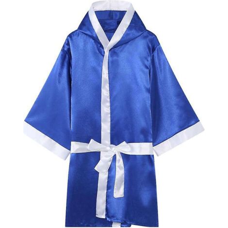 Unisex Box-/Kickboxmantel mit Gürtel und Trainingsausrüstung, Größe XL, blau. (1/5)