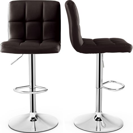 Juego de 2 taburetes de bar de piel sintética altura regulable 65-85 cm asiento giratorio ergonómico moderno y cómodo color marrón 200012538