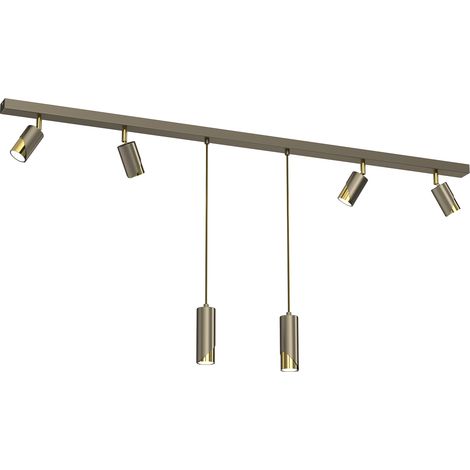 Rail plafond 150 cm doré 6 spots GU10 orientables Shift
