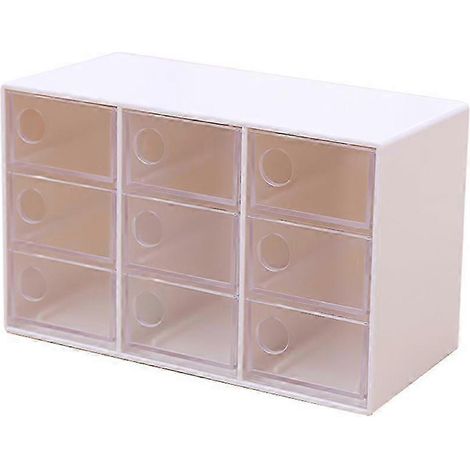 Boîte de rangement bureau avec 9 tiroirs mini, organisateur en plastique pour fournitures, meuble de stockage compact pour maison et bureau, boîte à compartiments multiples (1/5)