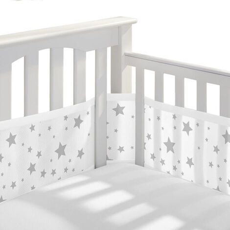 Barrière de lit pour bébé – Barrières respirantes en filet 3D, anti-vent, motif étoiles, adapté aux nouveau-nés, filles et garçons