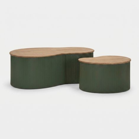 2er-Set Couchtische aus Holz und Metall Frankfurt - Dunkel Grün (1/5)