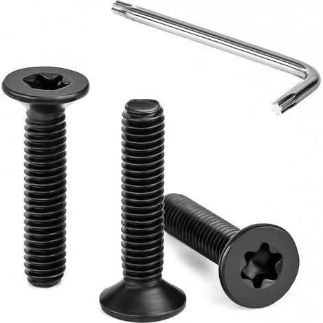 Vis à Tête Fraisée Torx M4 x 20 mm Noir Vis à Six Pans Creux en Acier Inoxydable A2 V2A à Tête Fraisée Métaux avec Clé T20 Filetage Complet 30 Pièces (1/5)
