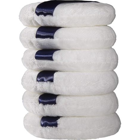 Lot de 6 houppettes ultra douces et lavables en velours moelleux avec ruban, houppettes rondes en pur coton, pour poudre libre, poudre minérale et poudre pour le corps (1/5)