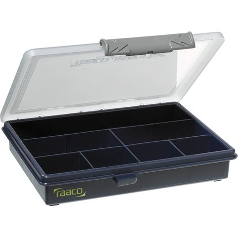 Caja surtida L175xF143xH32mm 7 compartimentos transparente azul oscuro RAACO