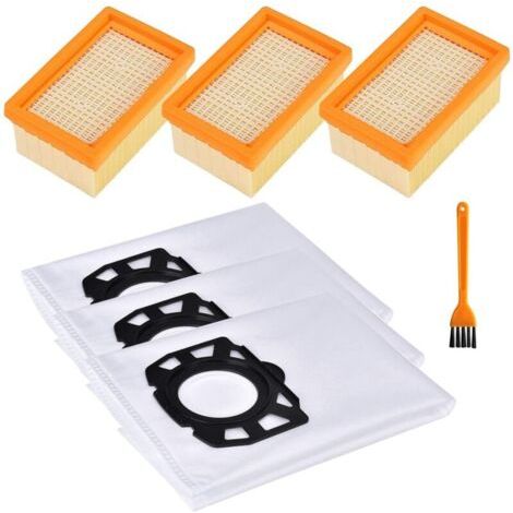 BUNTHAUS Lot de 3 filtres d'aspirateur pour Kärcher WD4 WD5 WD6 - 3 sacs d'aspirateur pour Kärcher MV4 MV5 MV6 WD4 WD5 WD6 WD5 WD6 - Avec 1 brosse - Pièces de rechange pour aspirateur Kärcher (1/5)