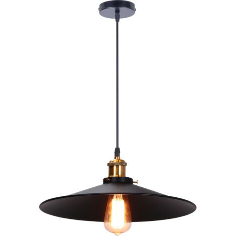 royaluxe- Suspension Luminaire Rétro Lustre En Fer En Métal Plafonnier D'Intérieur Vintage Pour Salle À Manger, Chambre À Coucher, Noir 36CM (1/5)